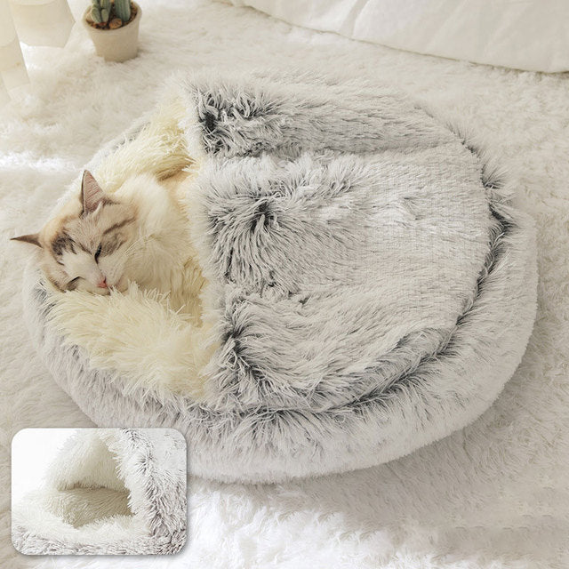 2-in-1 Pet Bed for Cats & Small Dogs
